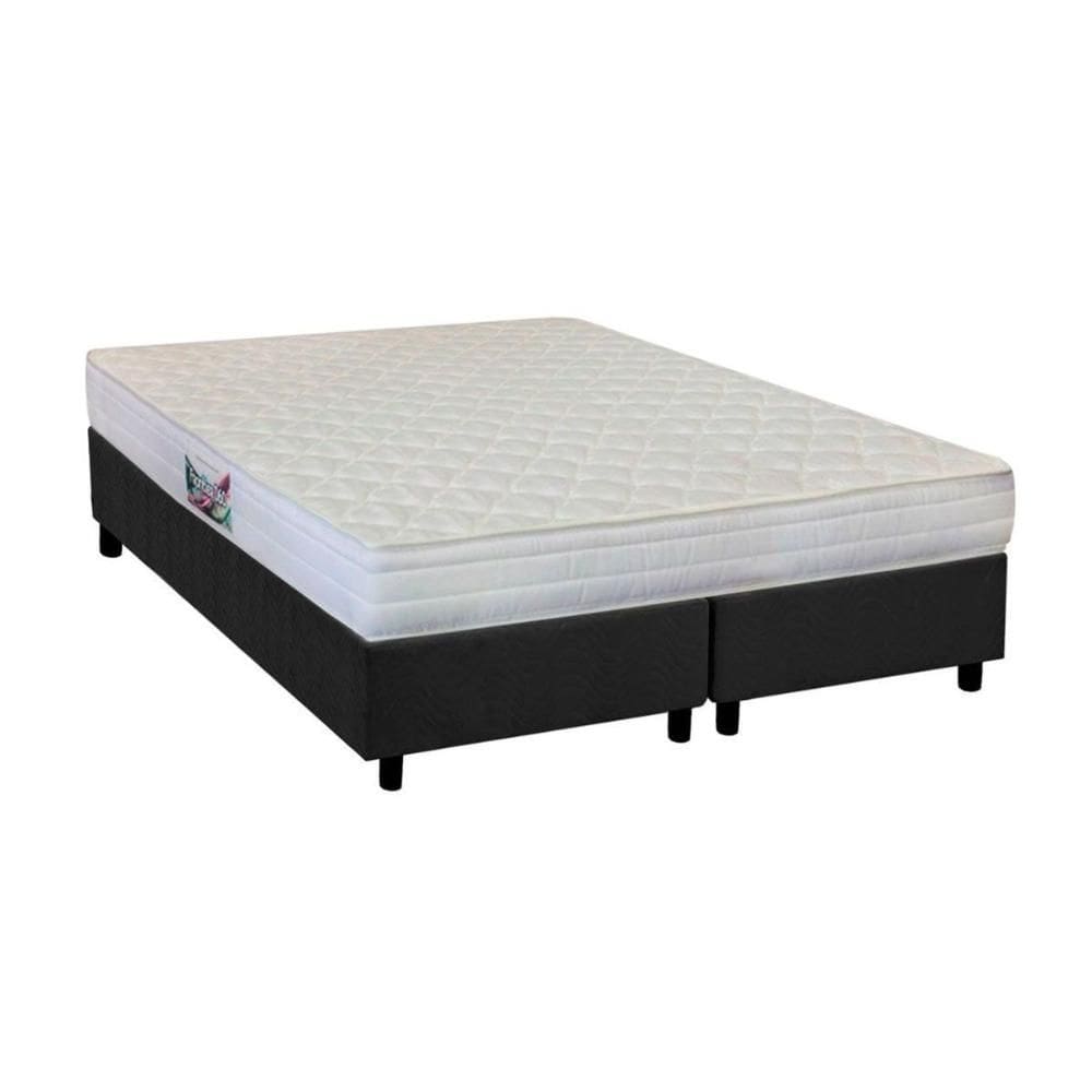 Cama Box Queen: Colchão Ortopédico Herval AG65 Frontier + Base CRC Suede Gray(158x198)