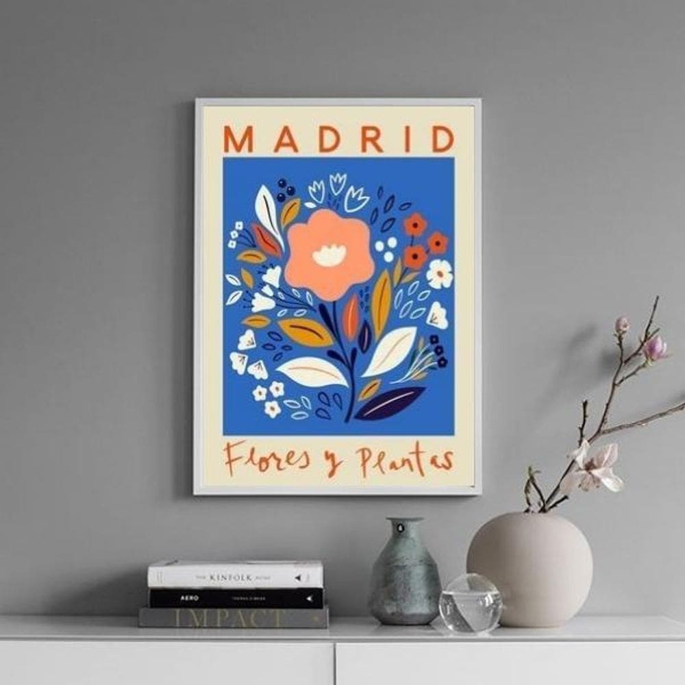 Quadro Poster Flores E Plantas - Madrid 24X18Cm - Com Vidro