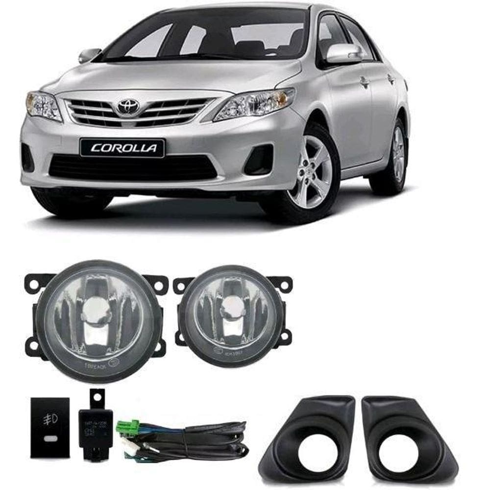 Kit farol milha neblina corolla 12 13 moldura preta