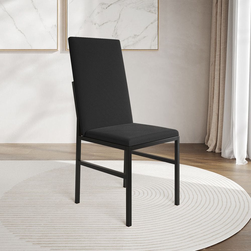 Cadeira de Jantar Estofada Mônaco Premium Preta - Iron Wood