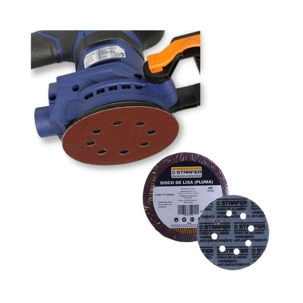 Disco de lixa tiras aderentes ferro 125mm grão 180 starfer 100