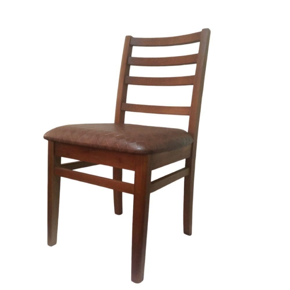 Cadeira Poltrona Estrutura Em Madeira Assento Estofado Marrom Xadrez