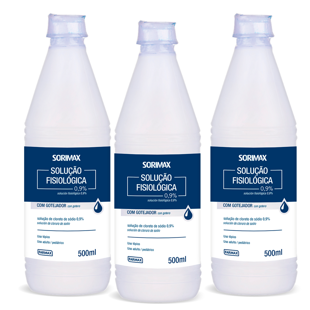 Kit 3 Soro Fisiológico Sorimax Farmax 500ml