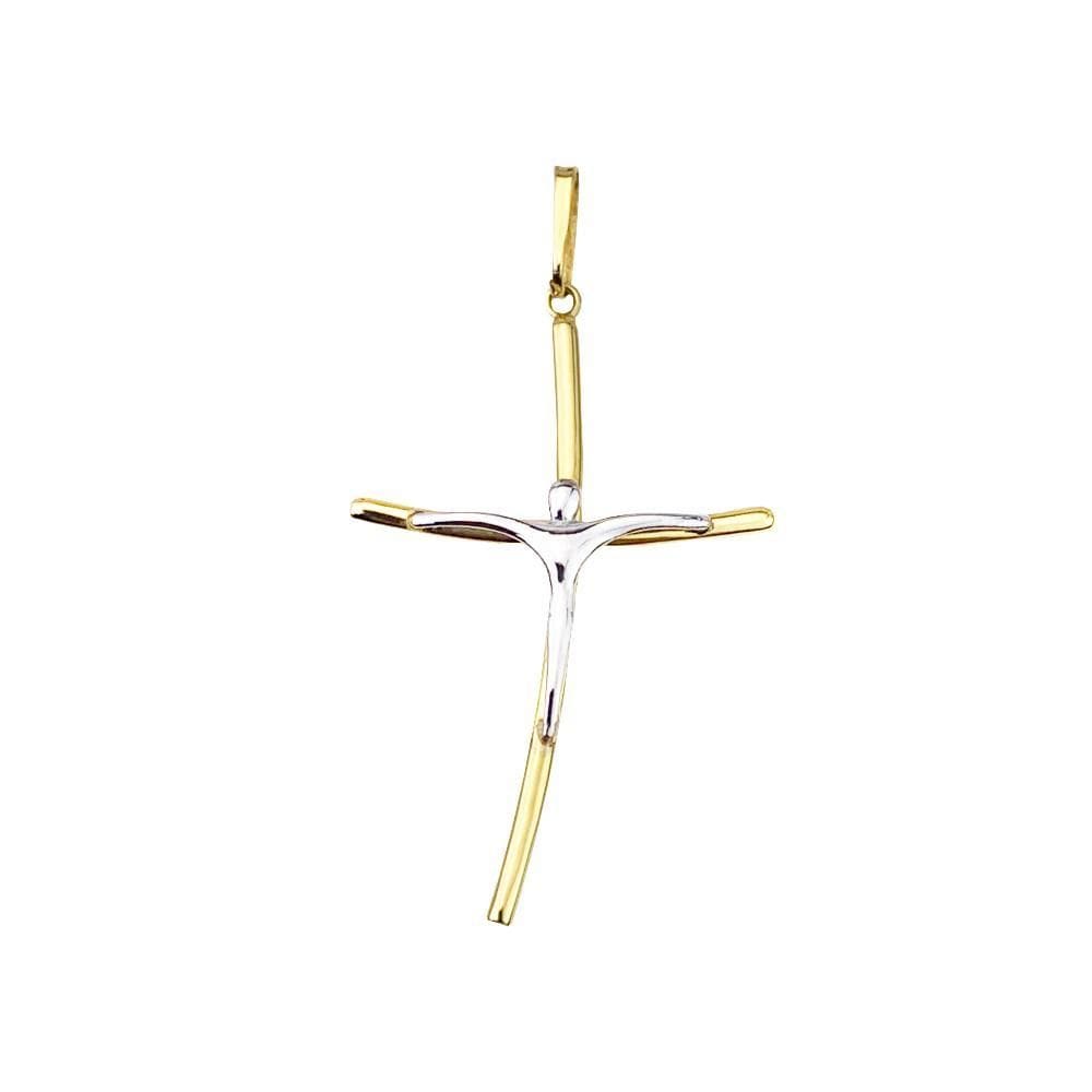 Pingente cruz 3,5 cm detalhe em ouro branco