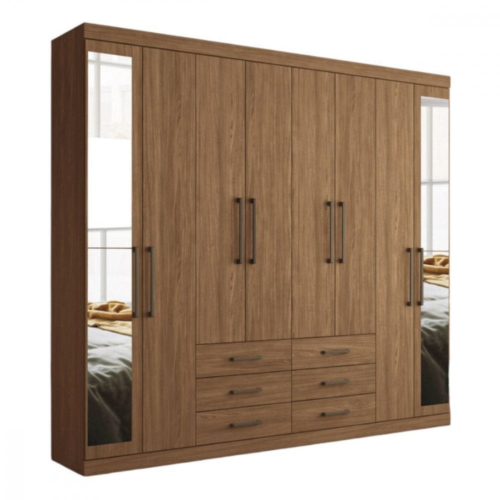 Guarda Roupa Casal Havana Master Com Espelho Jatoba Santos Andira