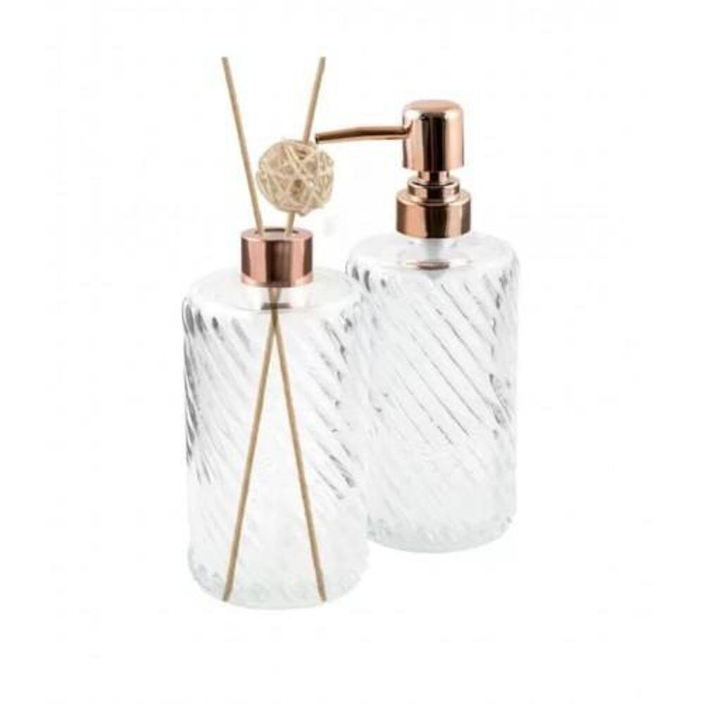 Dispenser banheiro odorizador de aromas rose vidro espiral