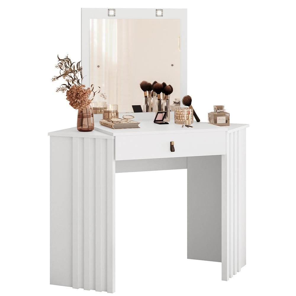 Penteadeira Camarim de Canto Glitter com 1 Gaveta com LED