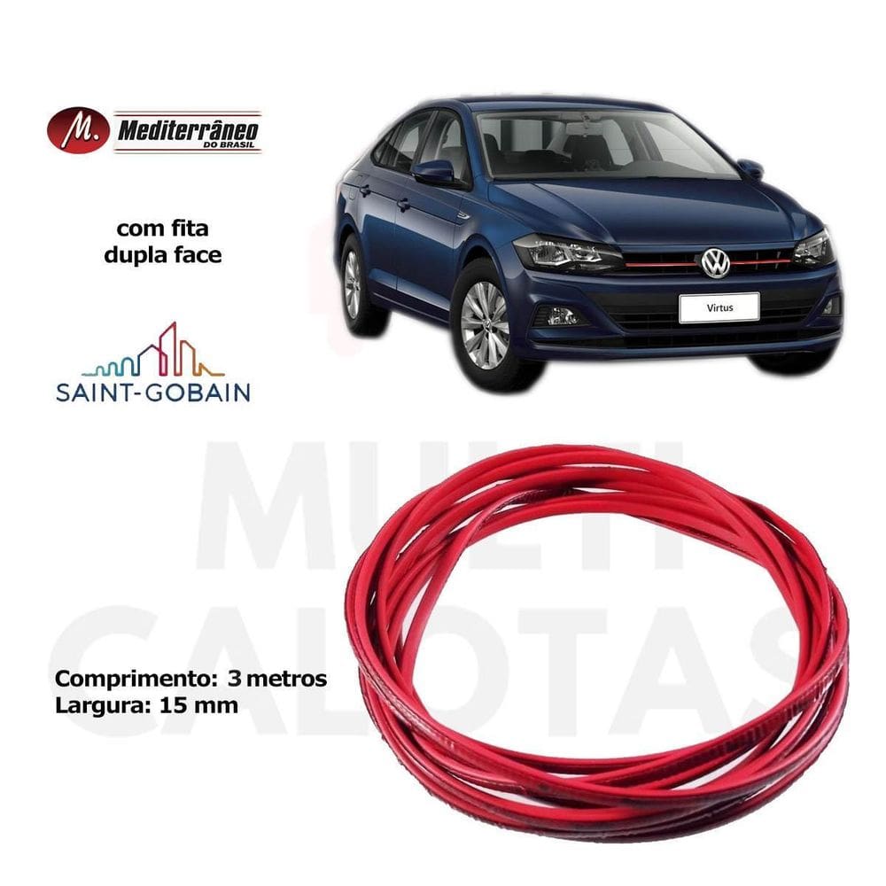 Friso lateral vermelho universal flexivel 15mm com 3 metros