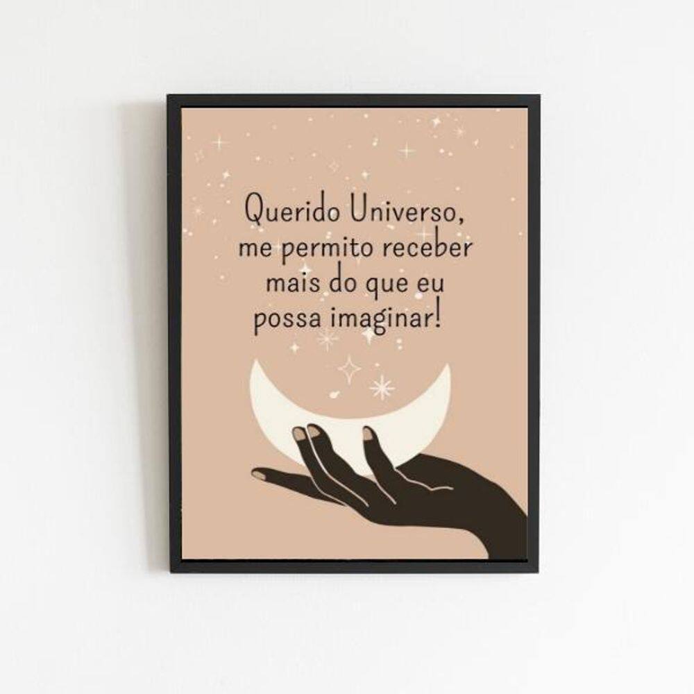 Quadro Querido Universo Me Permito 33X24Cm - Vidro Preta
