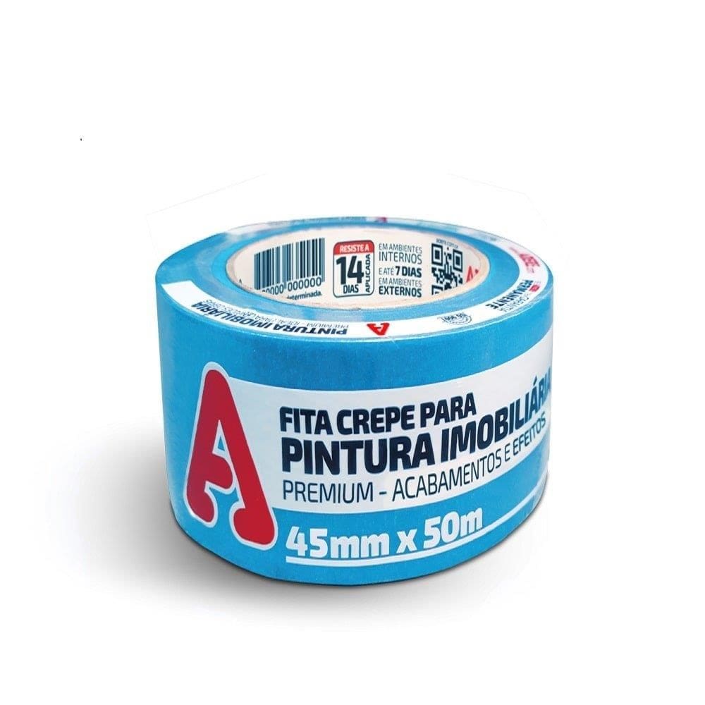 Fita Crepe Adere Azul Pintura Imobiliária 24mmX50m