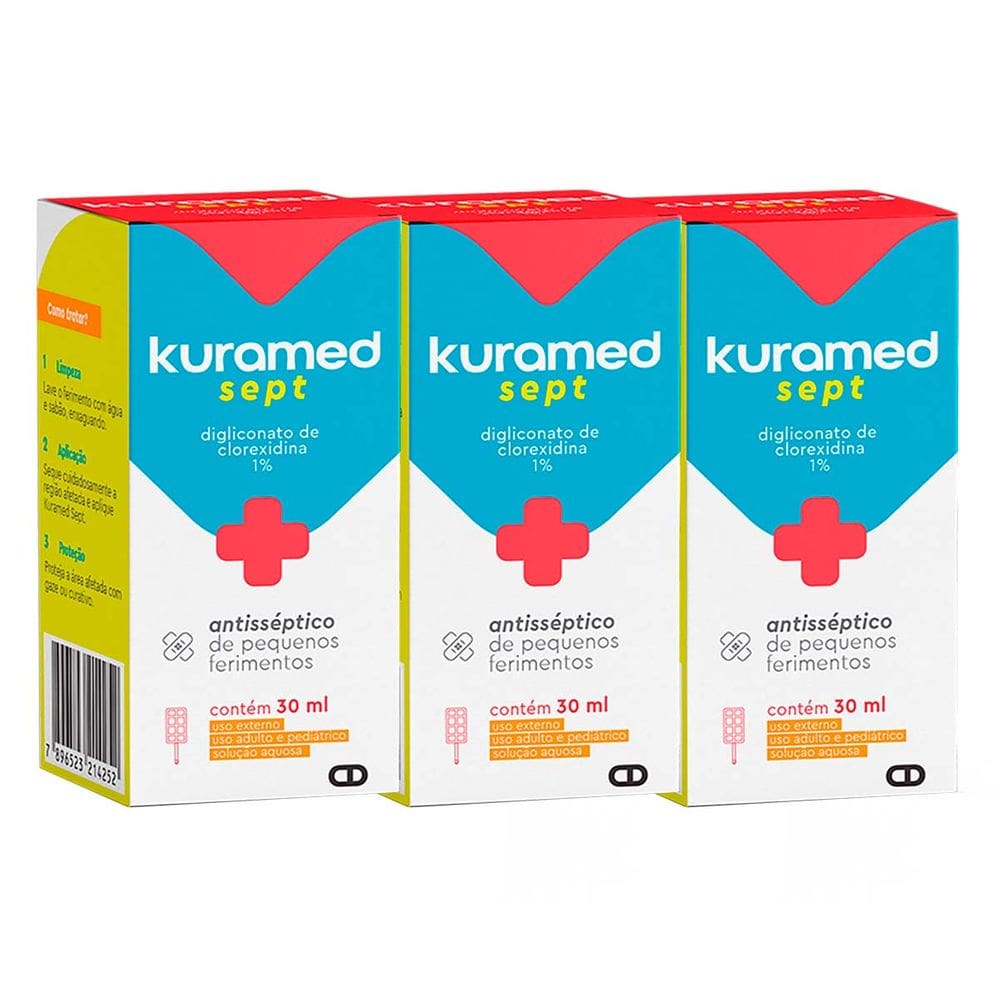 Kit 3 unidades Antisséptico Kuramed Sept 30ml