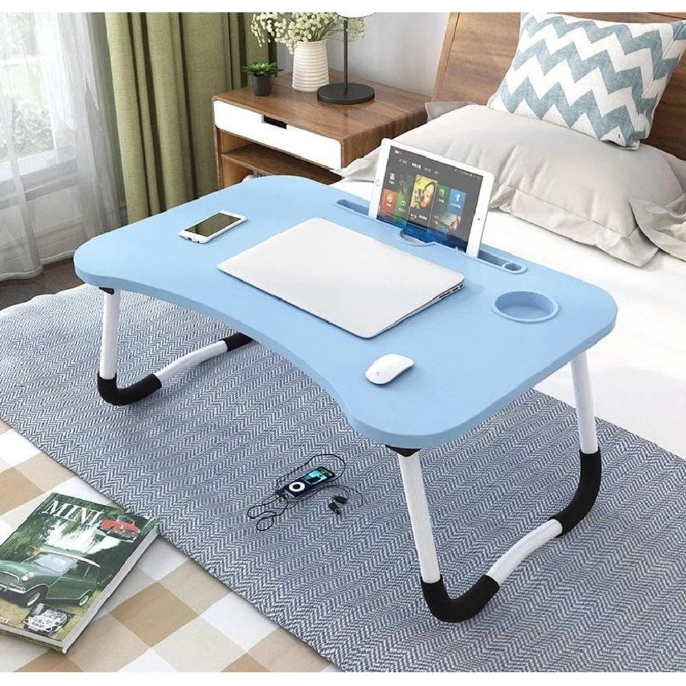 Mesa Portátil Dobrável Para Notebook Cama Refeição - Azul