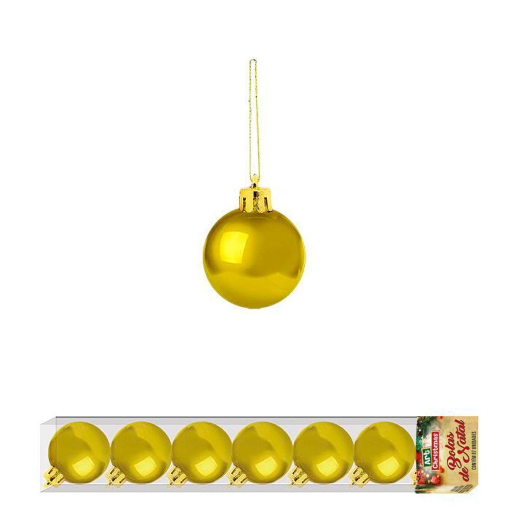 Bolas de natal lisa dourada com 7 unidades decoração natal