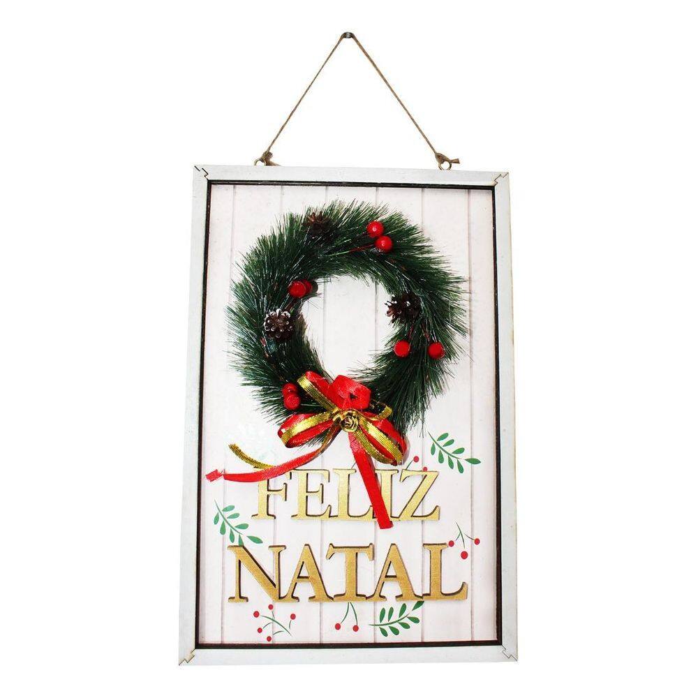 Plaquinha feliz natal pendurar porta guirlanda natal enfeite
