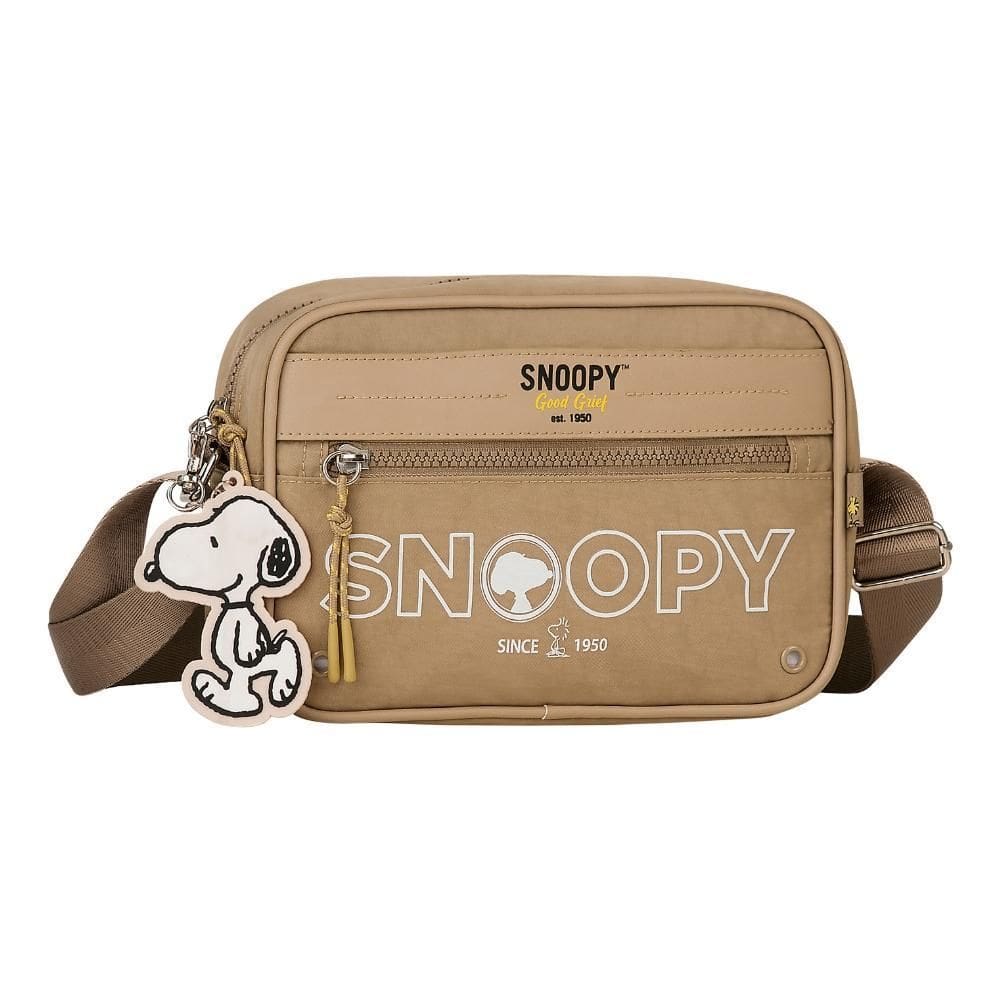 Bolsa transversal oficial snoopy colors nylon sp2847 taupe