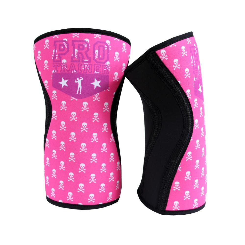 Joelheira treinamento funcional caveira rosa neoprene tamanho p