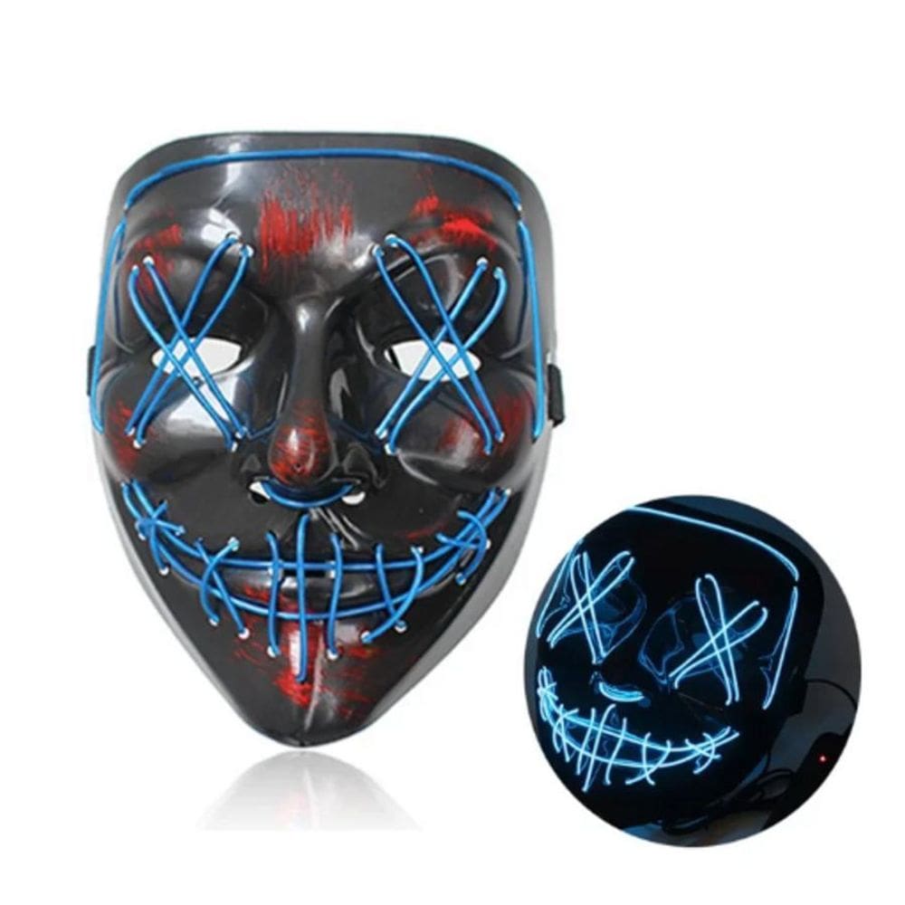 Mascara Led Festa Neon Fio Duplo - Azul - Led