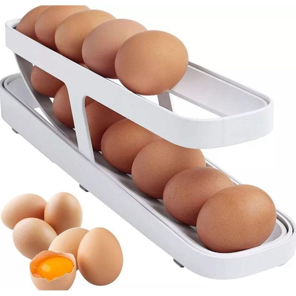 Porta Ovos Bandeja Dispenser Rolante Organizadora Ate 14 Un.