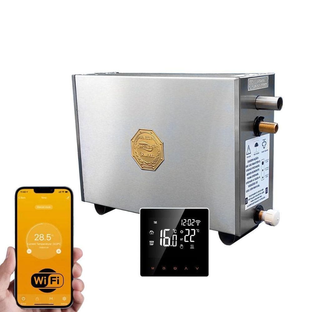 Sauna Vapor Elétrica 6Kw Bif 220V Comando Wifi Impercap