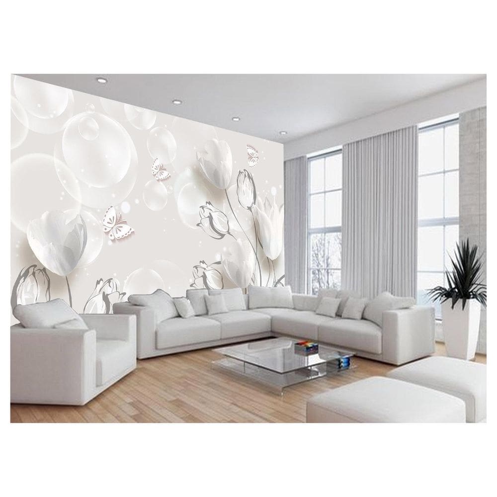 Papel De Parede 3D Floral Textura Sala Flores 3,5M Xfl297