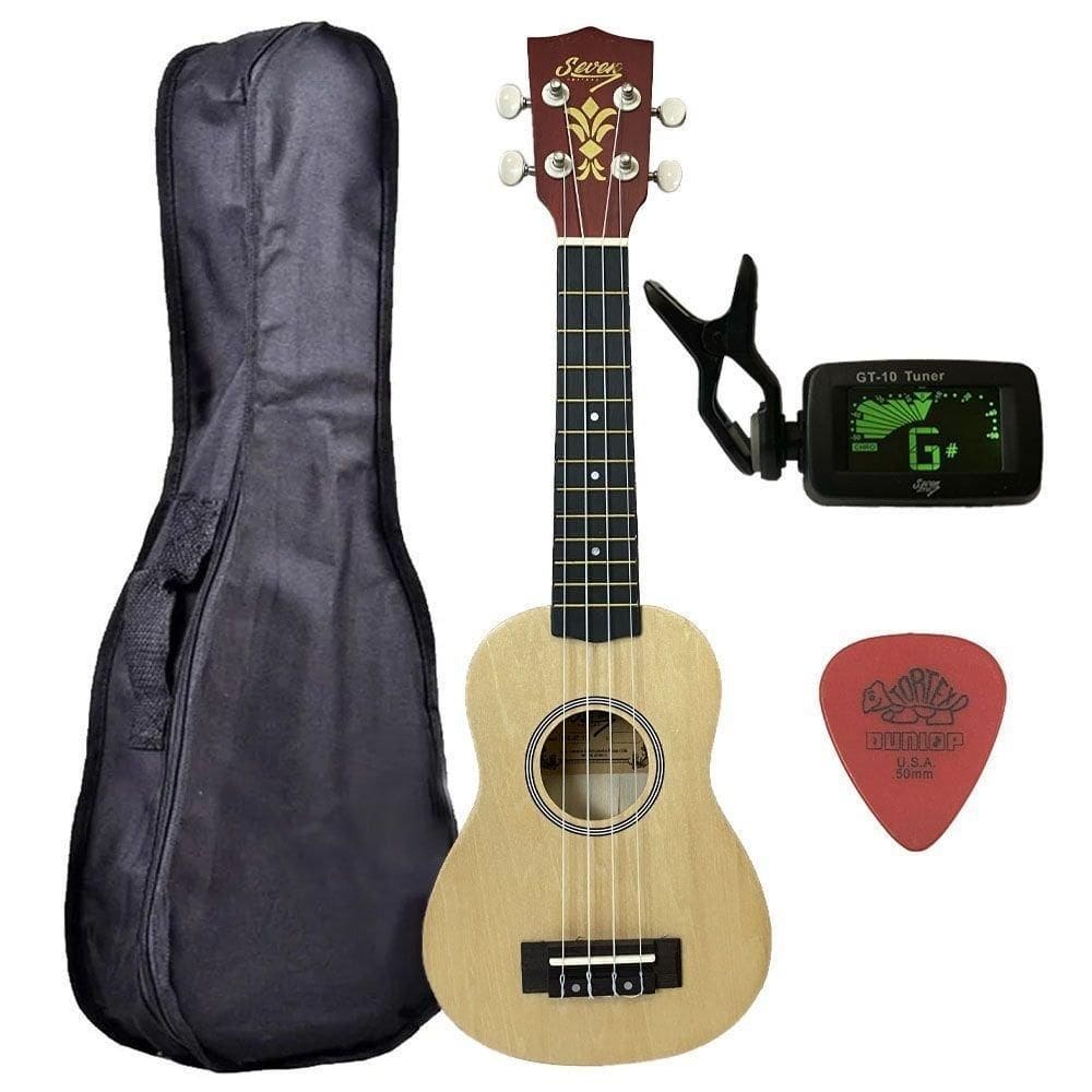 Ukulele seven soprano suk-07 nt natural com capa e afinador