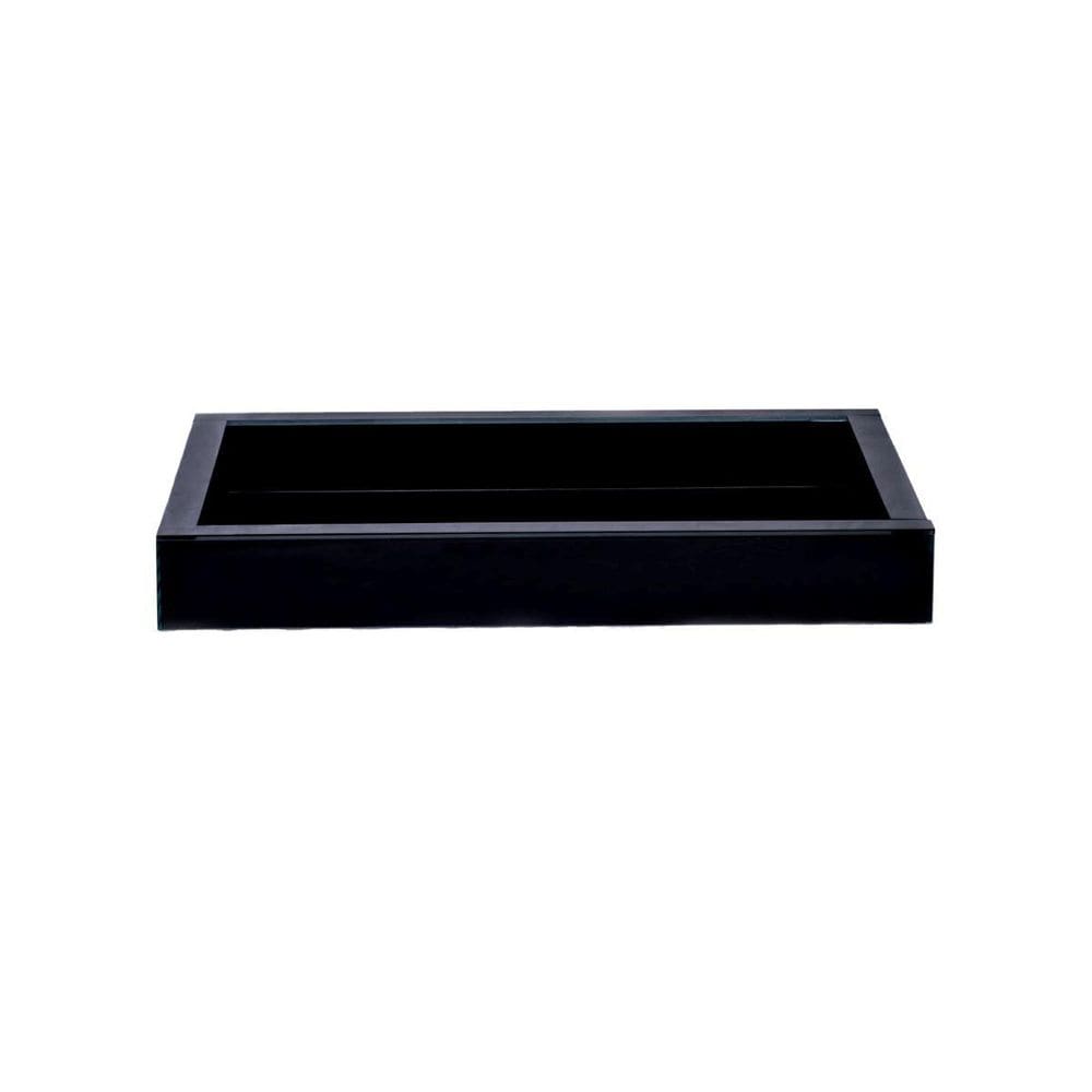 Bandeja vidro preto decoração luxo 40x30 inova decor