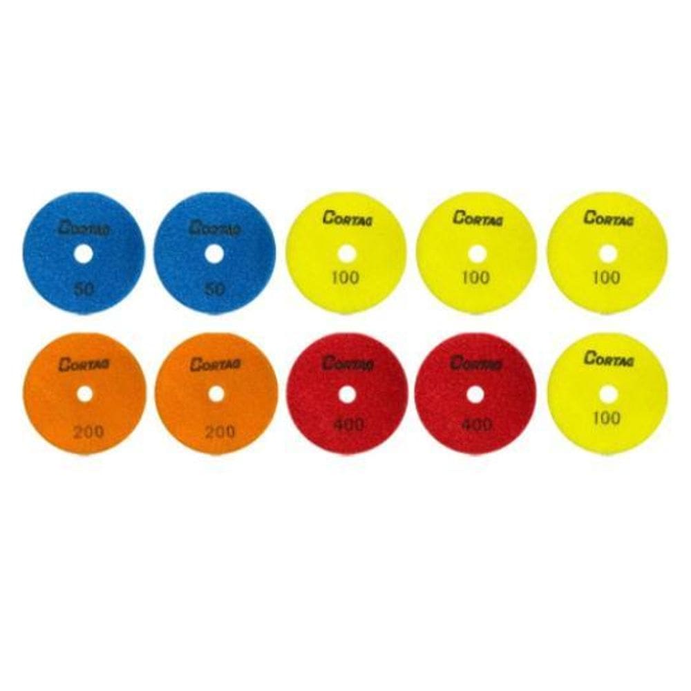 Kit disco diamantado cortag p/polimento seco/umido 100mm