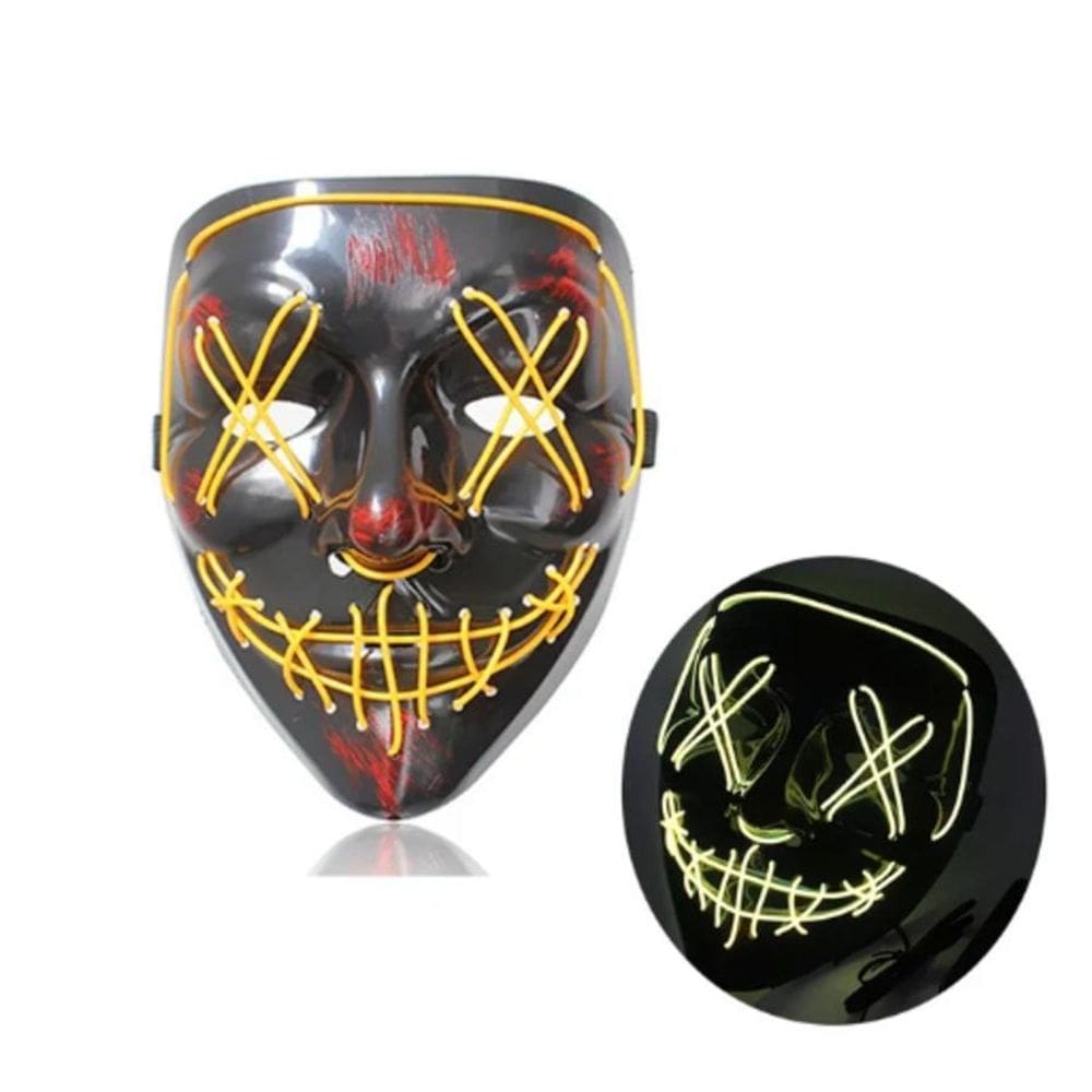 Mascara Led Festa Neon Fio Duplo - Amarela - Led