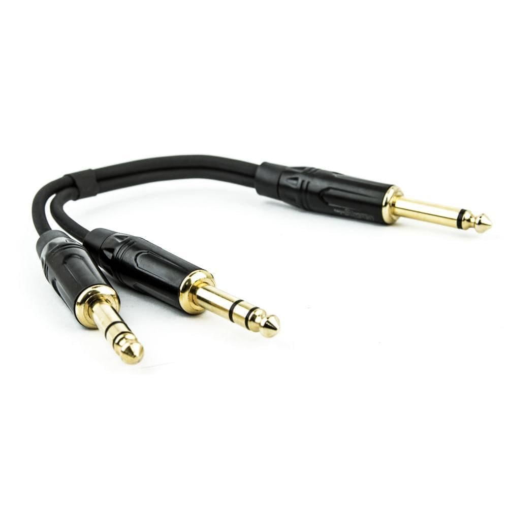 Cabo p10 mono para 2 p10 estereo - 30 cm