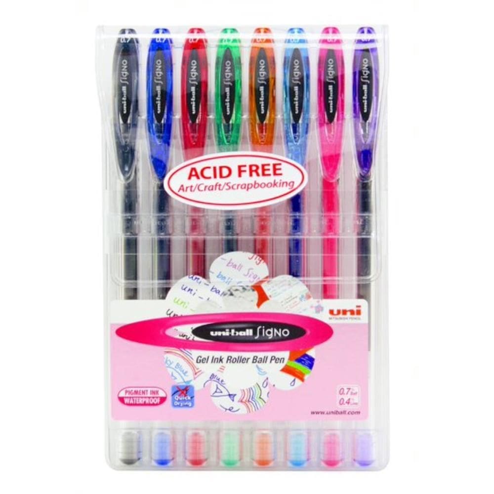 Caneta gel 0.7mm uni-ball signo neo um-120 estojo 08 cores