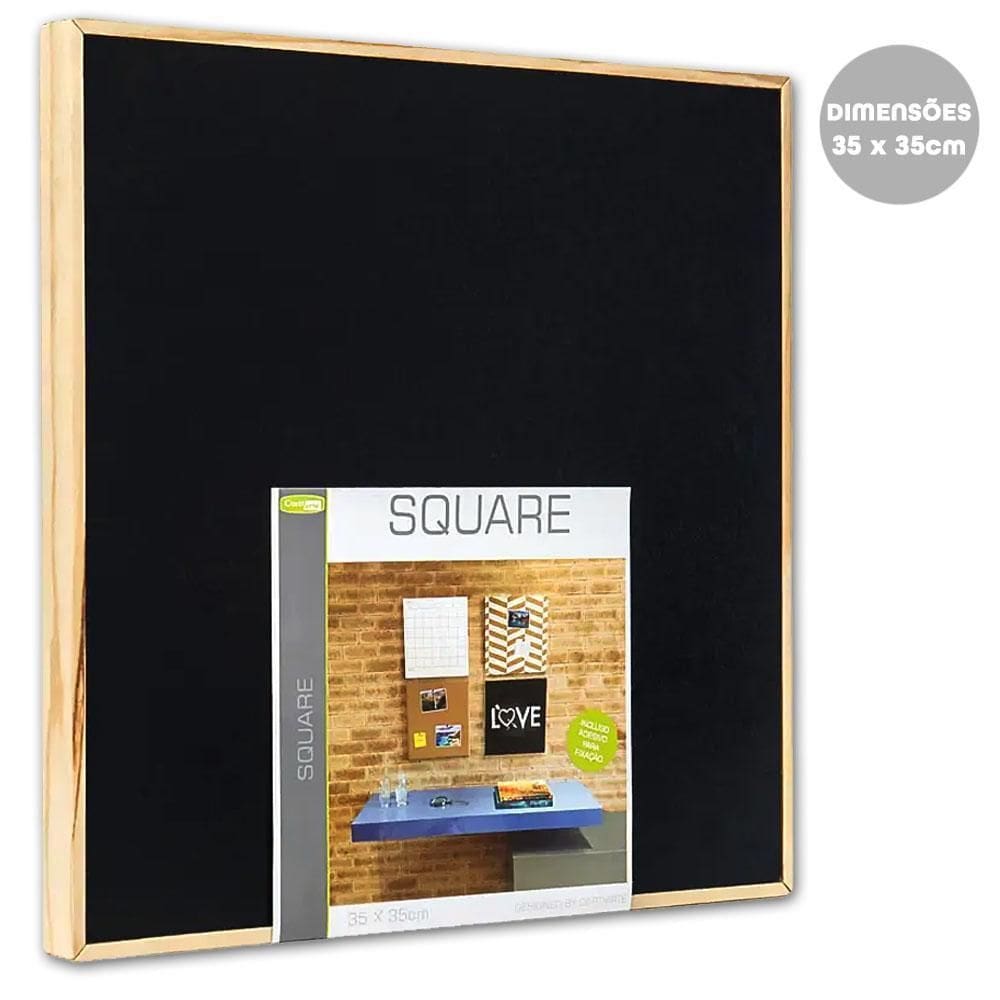 Quadro decorativo square lousa preto 35x35cm cortiarte