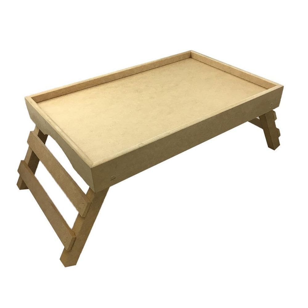 Bandeja mesa g servir café cama mdf cru pé dobrável