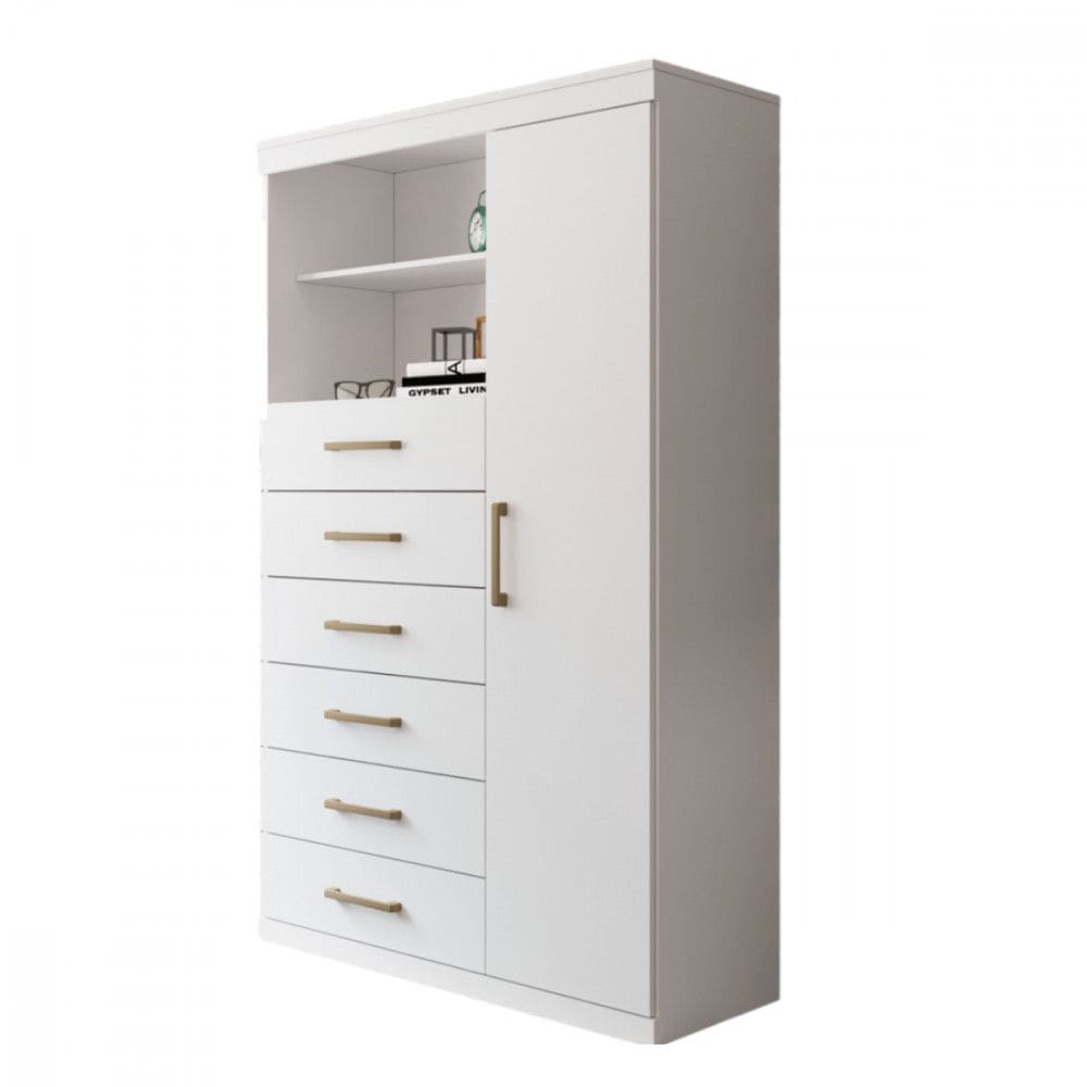 Multi Comoda Maraba 1 Porta 6 Gavetas Branco Santos Andira