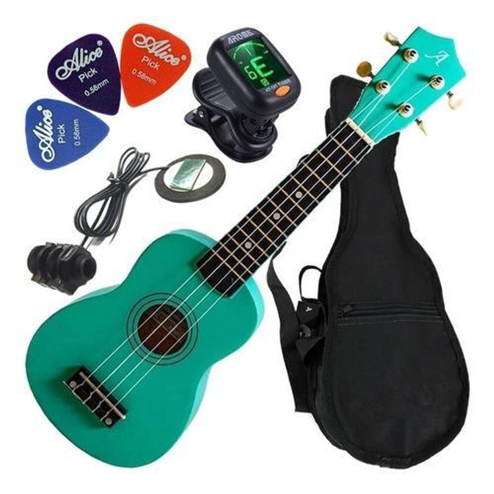 Kit ukulele soprano andaluz verde eletroacústico uks-01 mg