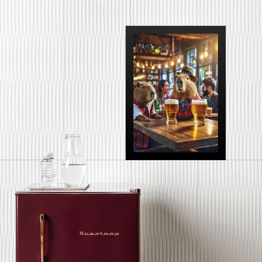 Quadro Capivaras Tomando Cerveja 33X24Cm
