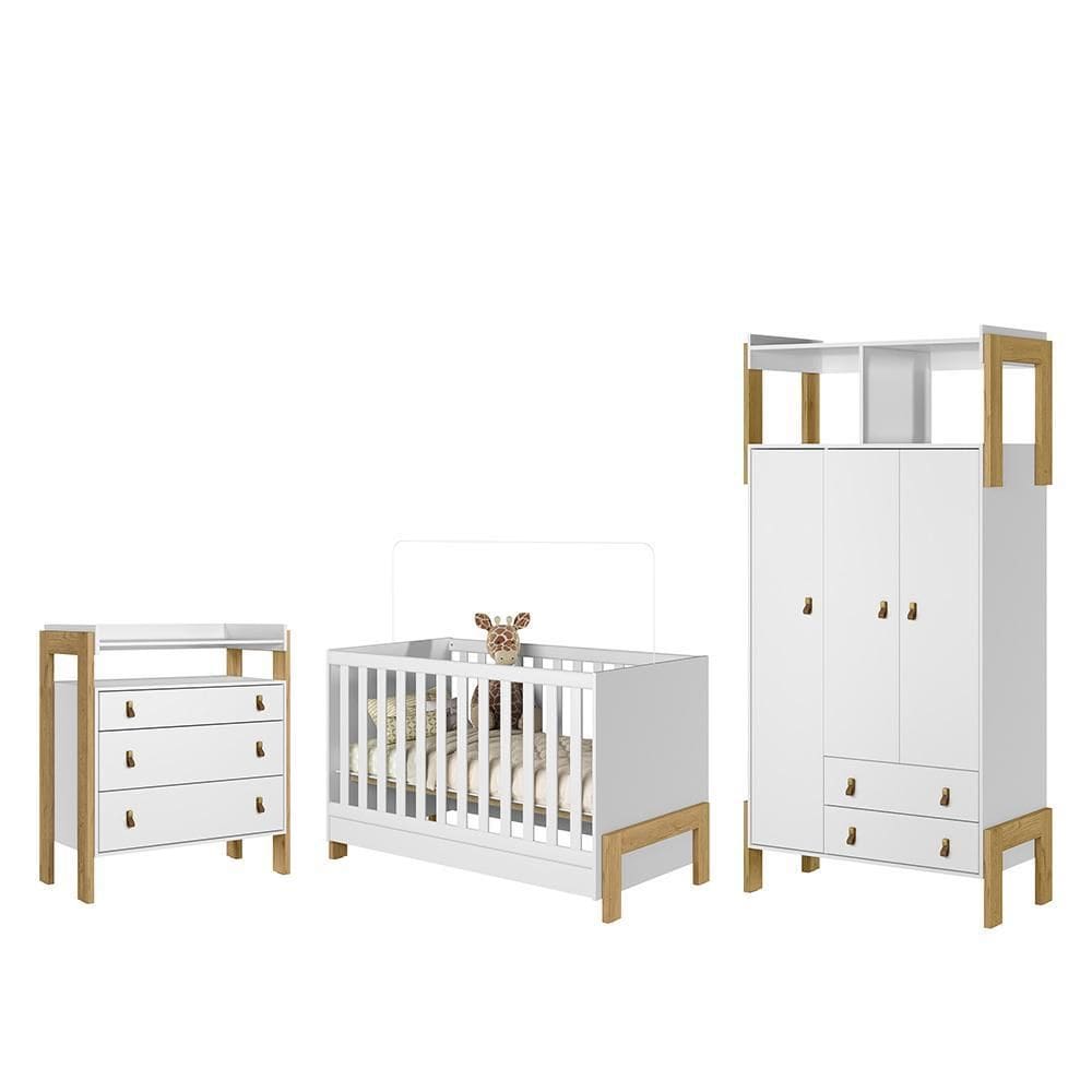 Dormitório Infantil Fantasia Guarda Roupa, Cômoda e Berço - Qmovi