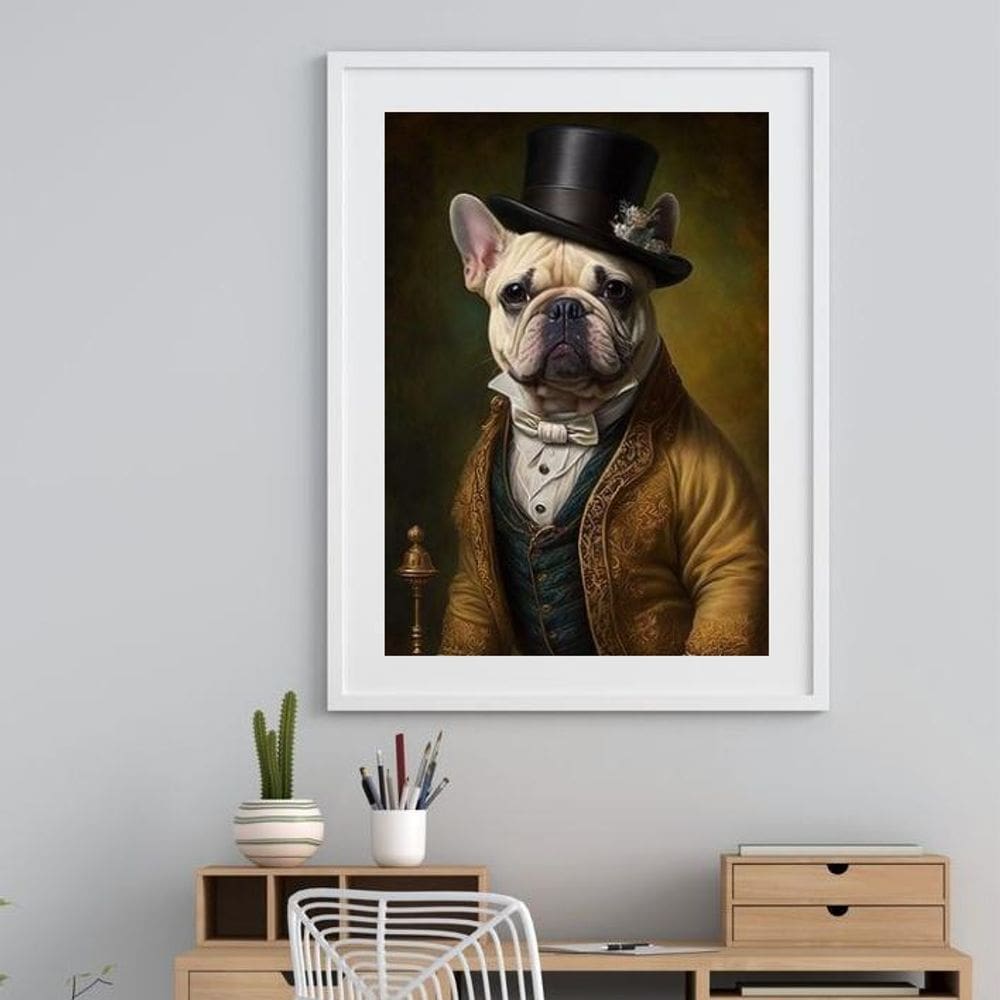 Quadro Bulldog Francês Cavalheiro - 60X48Cm