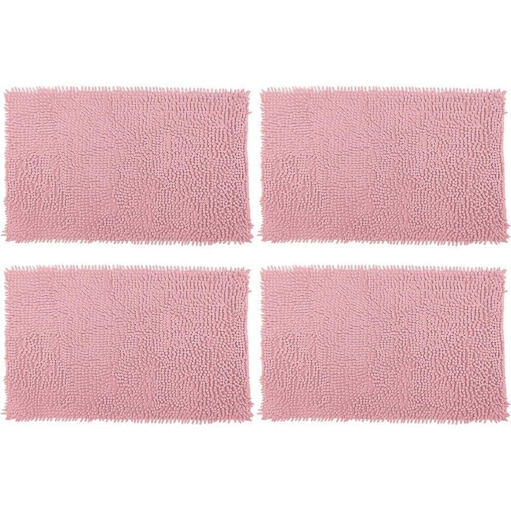4 tapetes bolinha antiderrapante macio para banheiro rosa