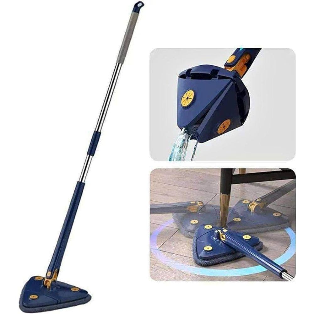 Esfregão Mop De Limpeza Ajustável Triangular 360 Giratório