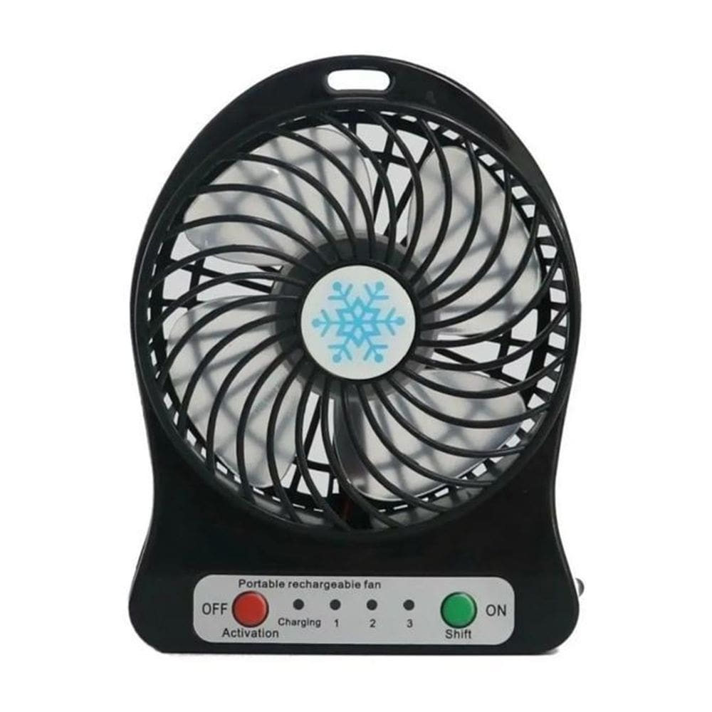 Mini Ventilador Mesa Portátil Recarregável Usb 3 Vel Preto