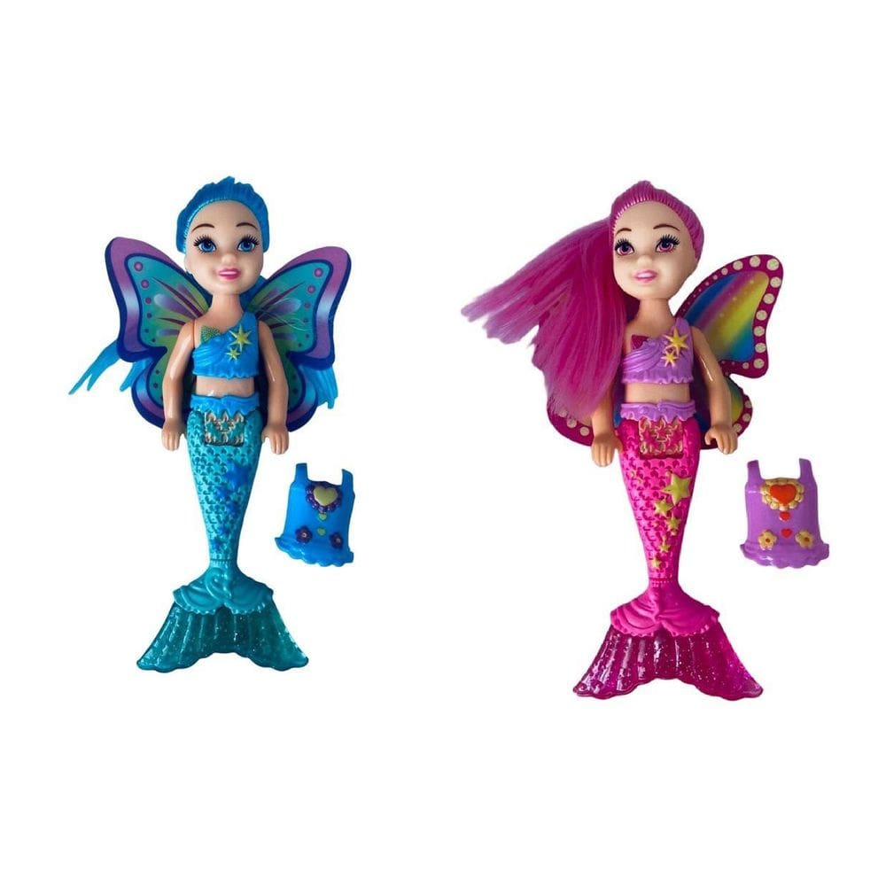 Brinquedo boneca sereia articulada - kit 2 un