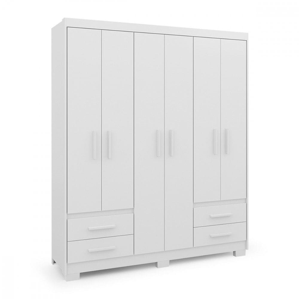 Guarda Roupa de Casal Primacy 6 Portas 4 Gavetas Branco Batrol