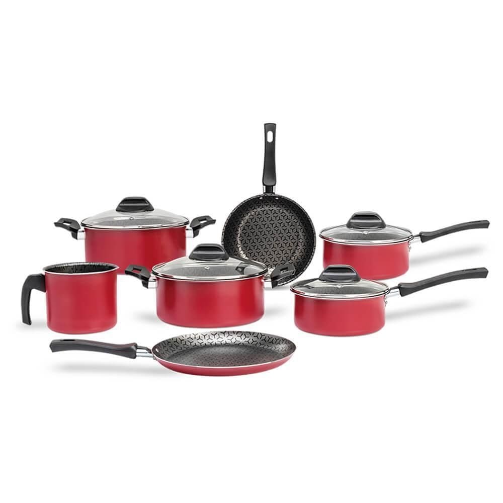 Conjunto panelas antiaderente brinox anis vermelho borgonha