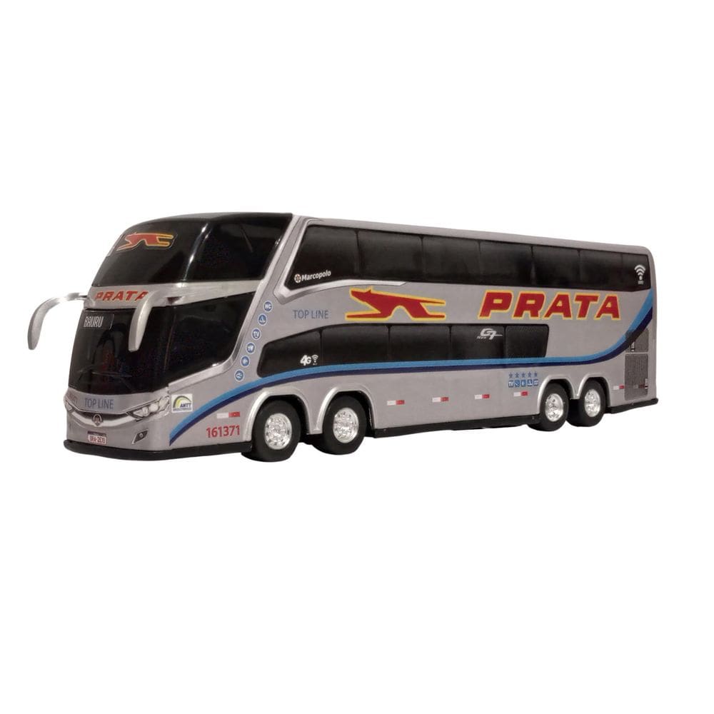 Carrinho ônibus miniatura prata 1800 dd
