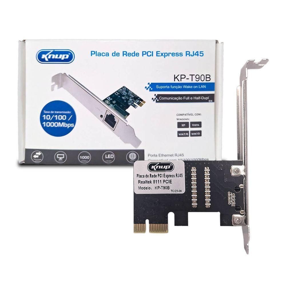 Placa De Rede Pci Express Rj45 Knup De 10-100-1000mbps