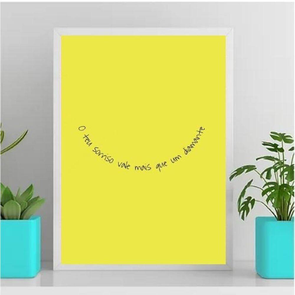 Quadro O Teu Sorriso Vale Mais Que 24X18Cm Vidro Branca
