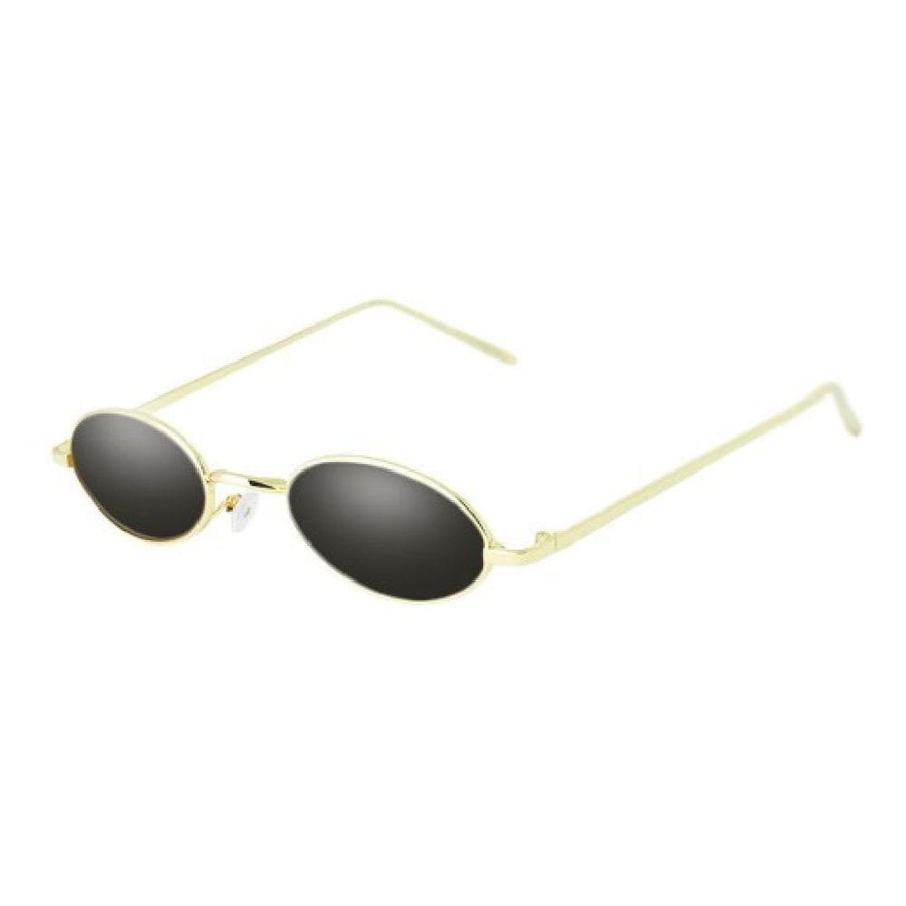 Óculos oval pequeno trap hype retro preto/dourado fino