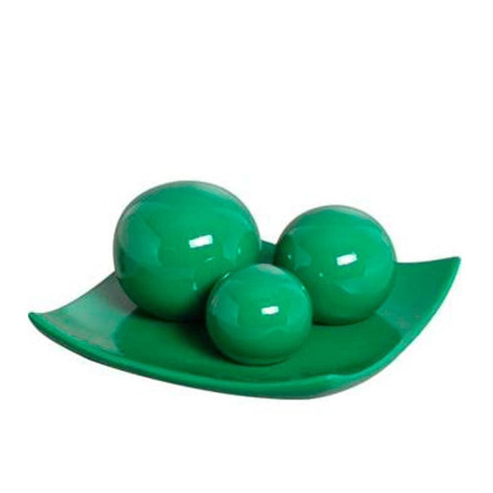 Centro de mesa prato 3 em cerâmica decor - verde