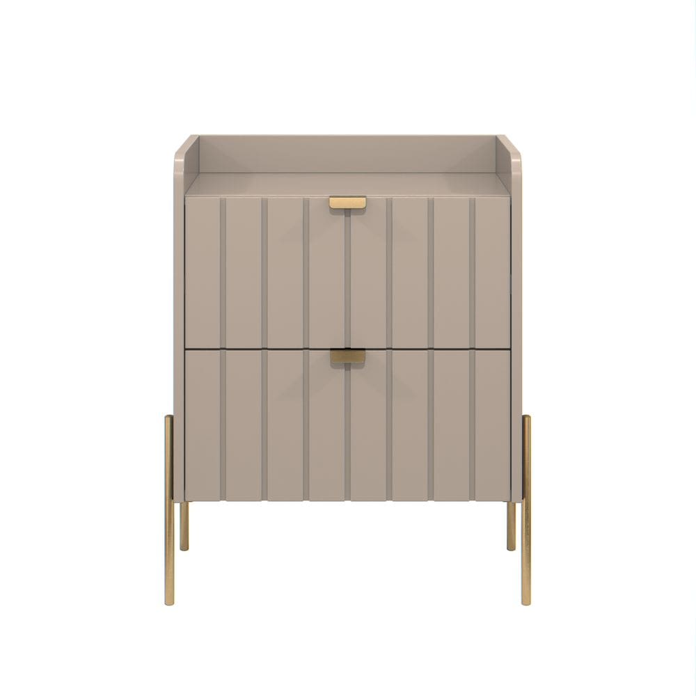 mesa de cabeceira lateral para canto de cama quarto moriah 45cm com gavetas conect pe de ferro dourado