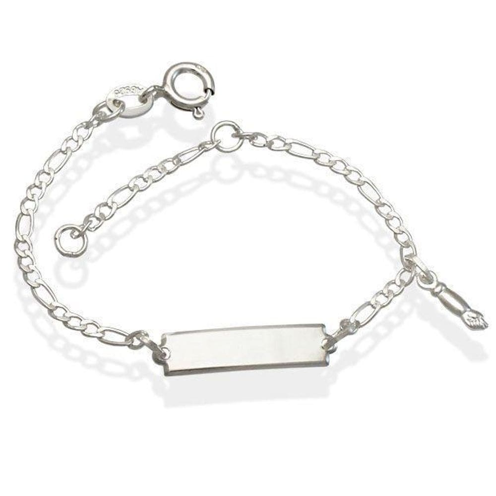 Pulseira De Prata Infantil Chapa Lisa Com Figuinha 12Cm